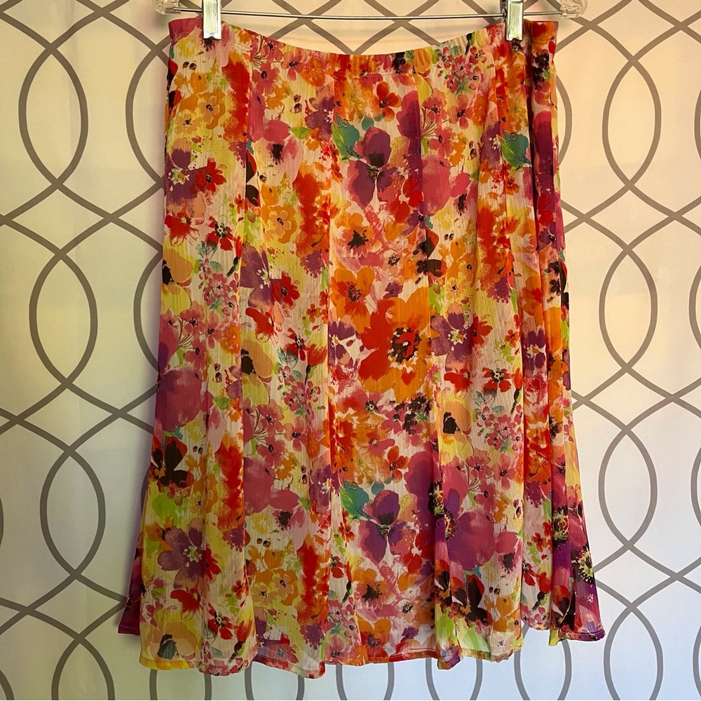 89th & Madison Red Orange Asymmetrical A-Line Skirt Size M.
